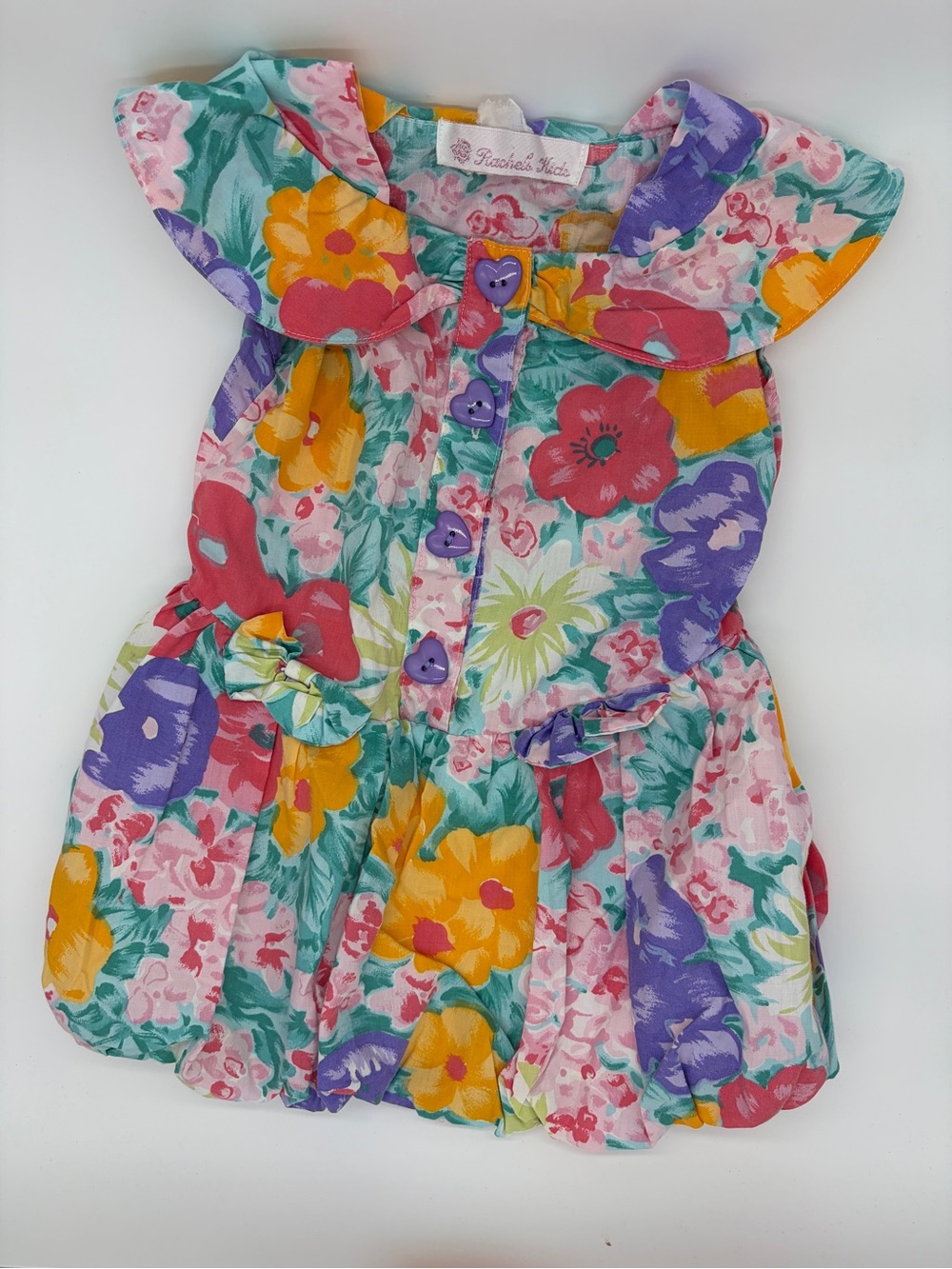 Rachel’s Kids Vintage Multicolor Floral Heart Button-Front Girls Dress Toddler